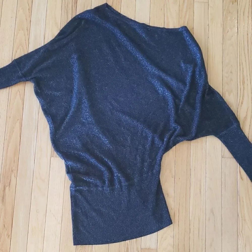 Zara knit one shoulder long sleeve sparkle dress Blue medium
